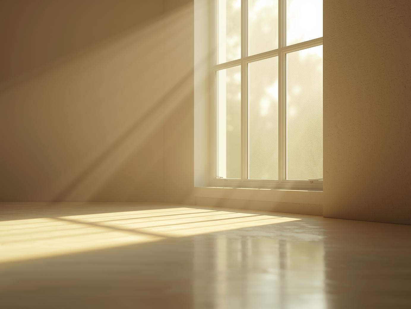 Sunlight streaming through a perfectly cleaned window